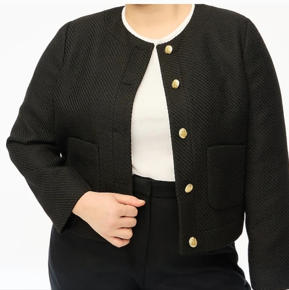 J. Crew Tweed Lady Jacket Sz 12 Black - Picture 3 of 9